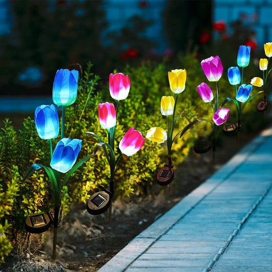 Solar LED Tuinlamp met Tulp Design – Roze/Paars/Blauw/Geel – 1.2 V (1 LED)