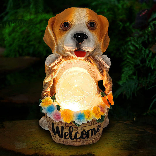 Solar Outdoor Puppy LED Buitenlamp – Chroom – 1.2 V (1 LED)