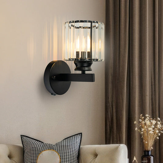 Luca – Wandlamp met Glazen Kap & Matzwarte Basis
