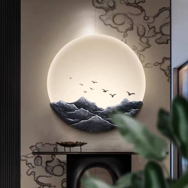 Aziatische Wandlamp met Minimalistisch Design – Iron, Acryl & Resin – LED