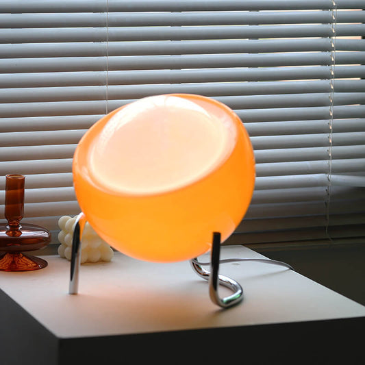 Moderne Oranje Tafellamp van Glas en IJzer – E26 Plug-in