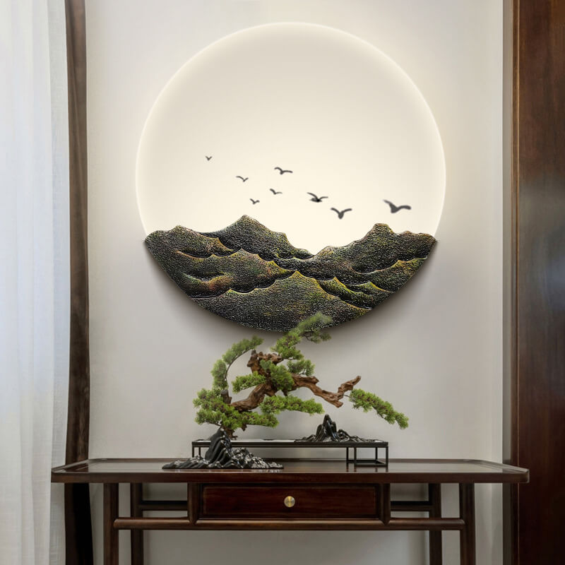 Aziatische Wandlamp met Minimalistisch Design – Iron, Acryl & Resin – LED