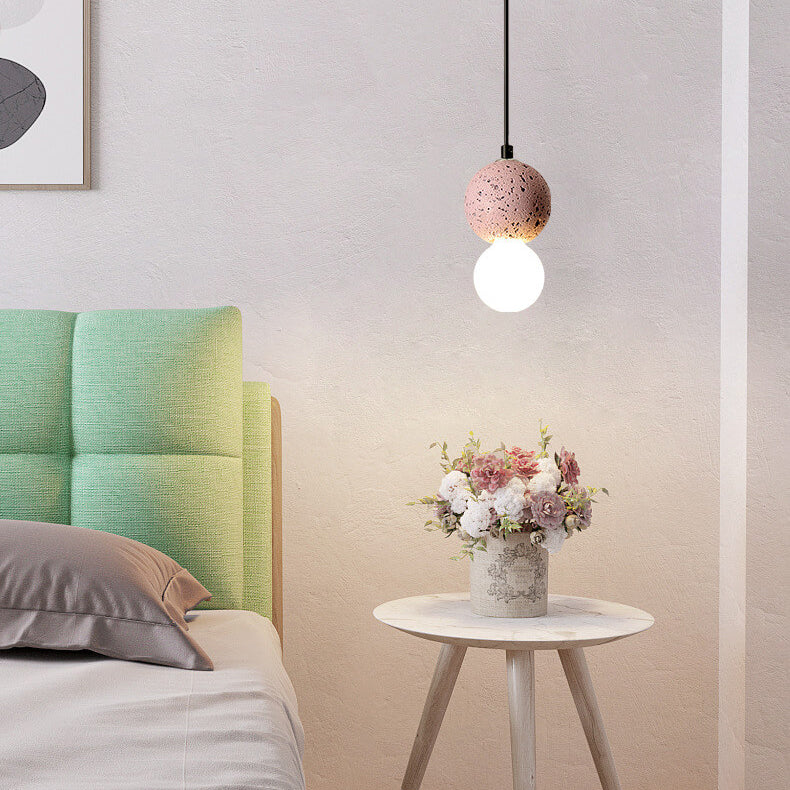 Stenen Japandi Hanglamp – Zwart/Roze/Grijs – E14 Fitting