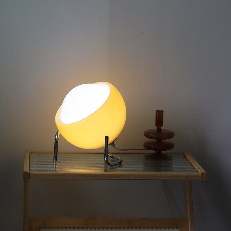 Moderne Oranje Tafellamp van Glas en IJzer – E26 Plug-in
