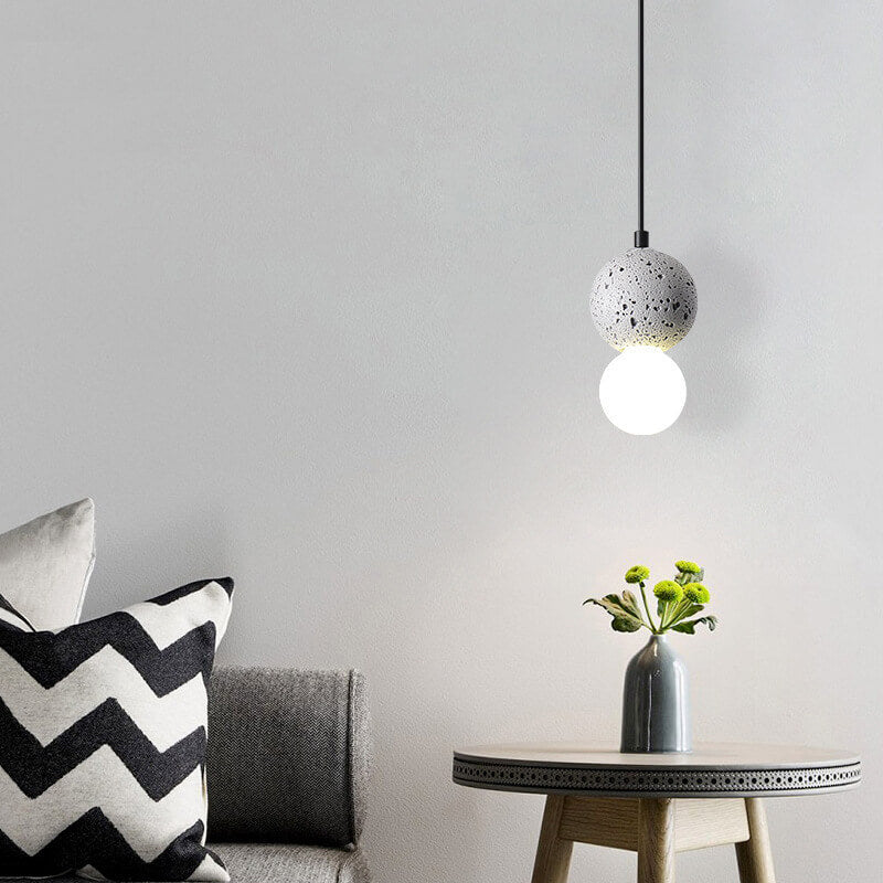Stenen Japandi Hanglamp – Zwart/Roze/Grijs – E14 Fitting