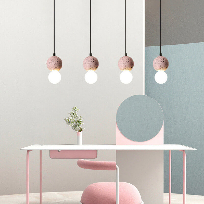 Stenen Japandi Hanglamp – Zwart/Roze/Grijs – E14 Fitting