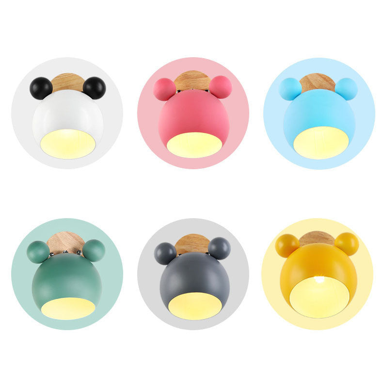 Scandinavische Cartoon Bear Dome Wandlamp – Kinderkamer Verlichting
