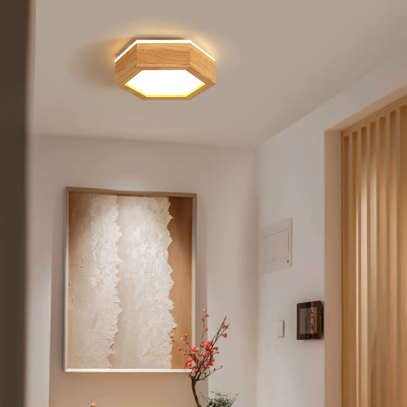 Moderne Houten Japandi LED Plafondlamp – 220V-240V – 1/2/3 Spots
