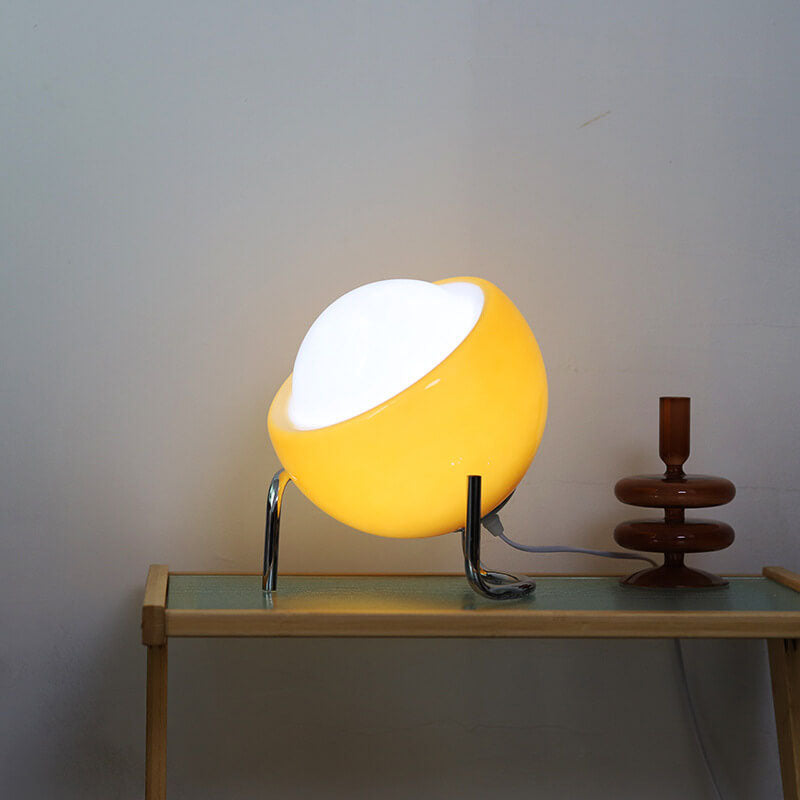 Moderne Oranje Tafellamp van Glas en IJzer – E26 Plug-in