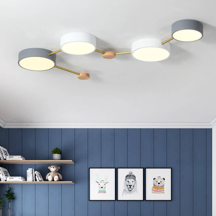 Moderne LED Plafondlamp met Hout en Acryl in een Strak Design