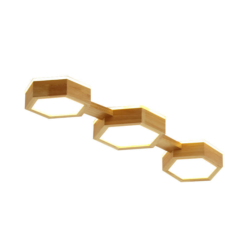 Moderne Houten Japandi LED Plafondlamp – 220V-240V – 1/2/3 Spots