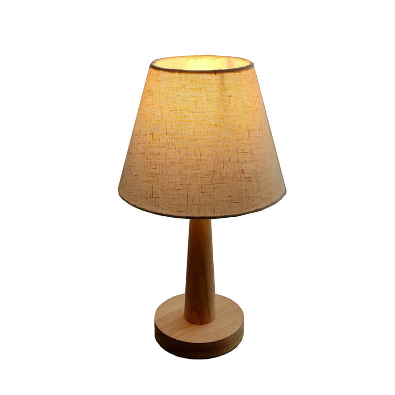Moderne Houten Tafellamp met Stoffen Kap – E26 Plug-in