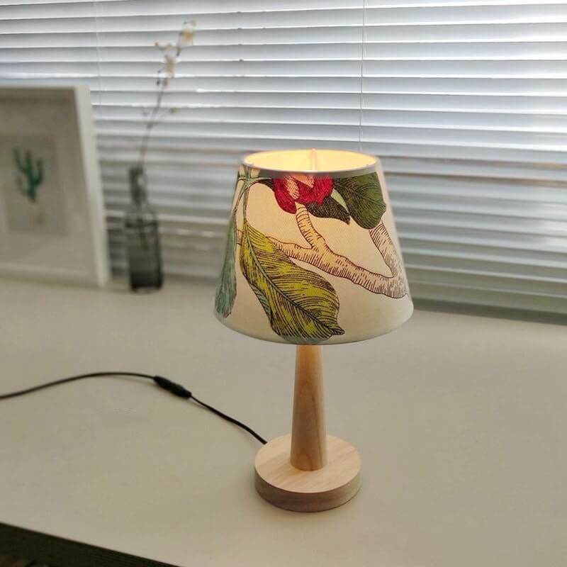 Moderne Houten Tafellamp met Stoffen Kap – E26 Plug-in