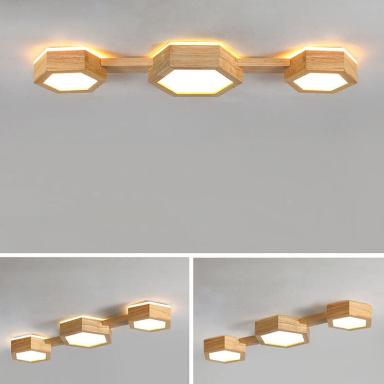 Moderne Houten Japandi LED Plafondlamp – 220V-240V – 1/2/3 Spots