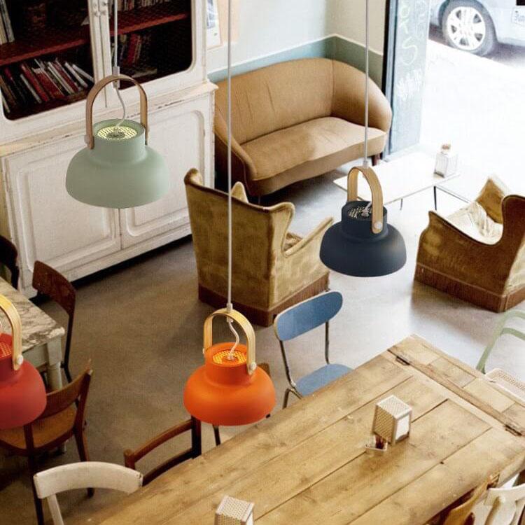 Kleurrijke Moderne Hanglamp – Metaal & Hout met E26 Fitting