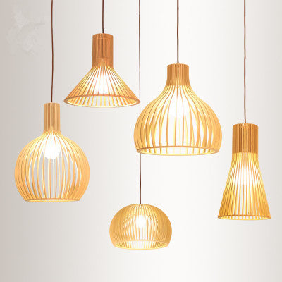 Moderne Houten Hanglamp – Japandi Design Beige – E26 Fitting