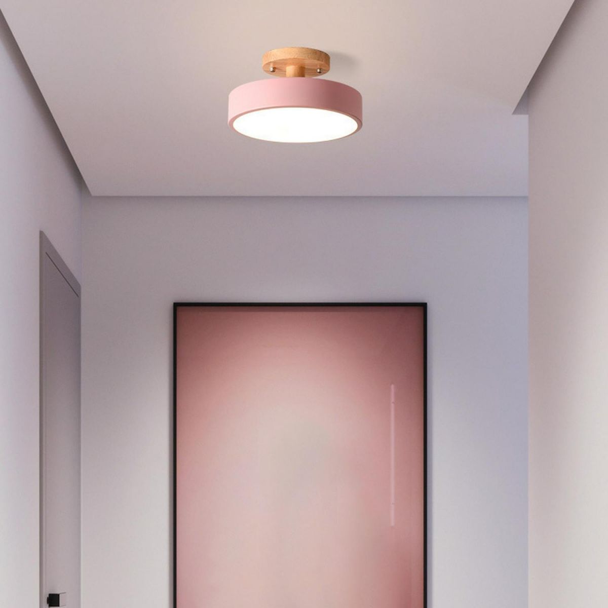 Nörd – Scandinavische Plafondlamp met Houten Basis & Zacht Pastel Design