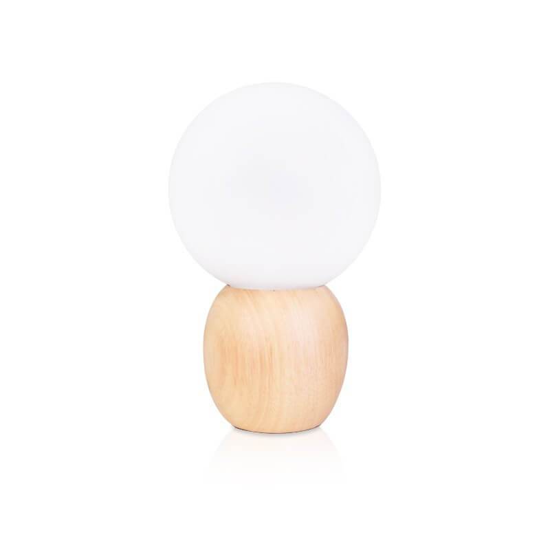 Moderne Houten Tafellamp met Glazen Kap in Scandinavisch Design