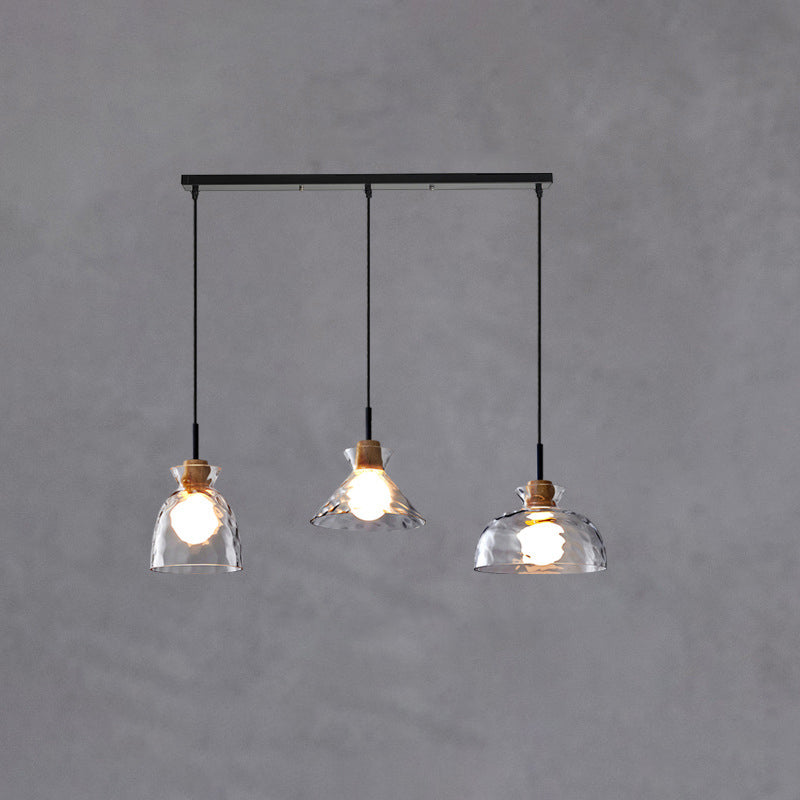 Moderne Glazen Hanglamp met Houten Accenten – Diverse Designs