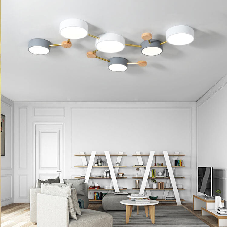 Moderne LED Plafondlamp met Hout en Acryl in een Strak Design