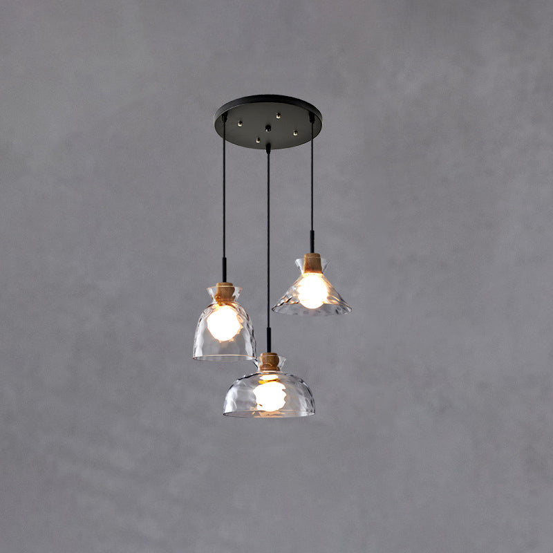 Moderne Glazen Hanglamp met Houten Accenten – Diverse Designs