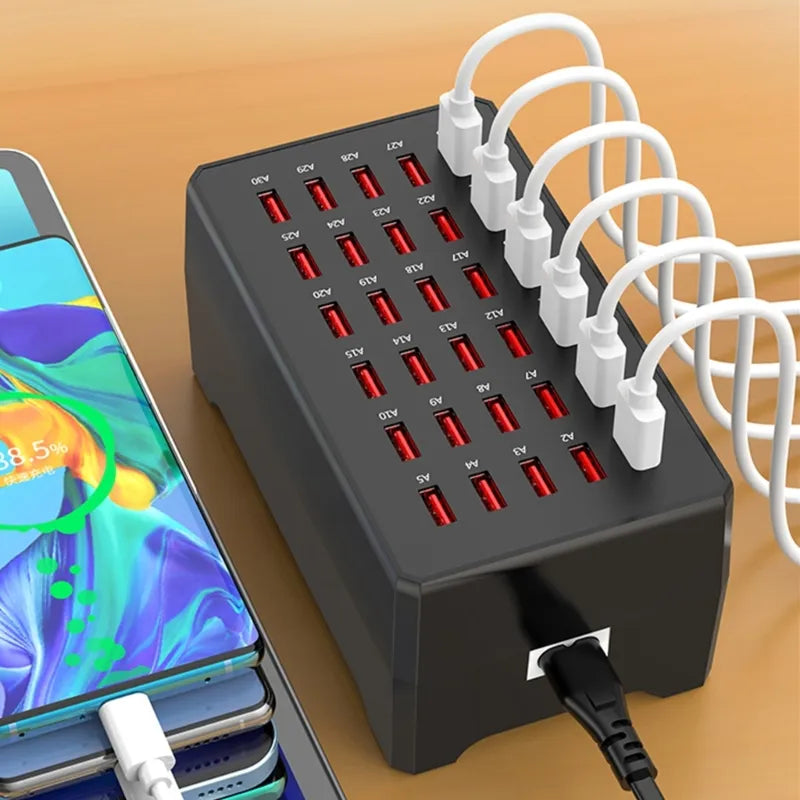 USB Oplaadstation – 30 Poorten voor Gelijktijdig Opladen