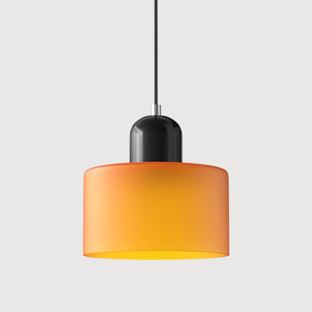 Tusa – Retro Hanglamp met Oranje Glazen Kap & Groene Bovenzijde