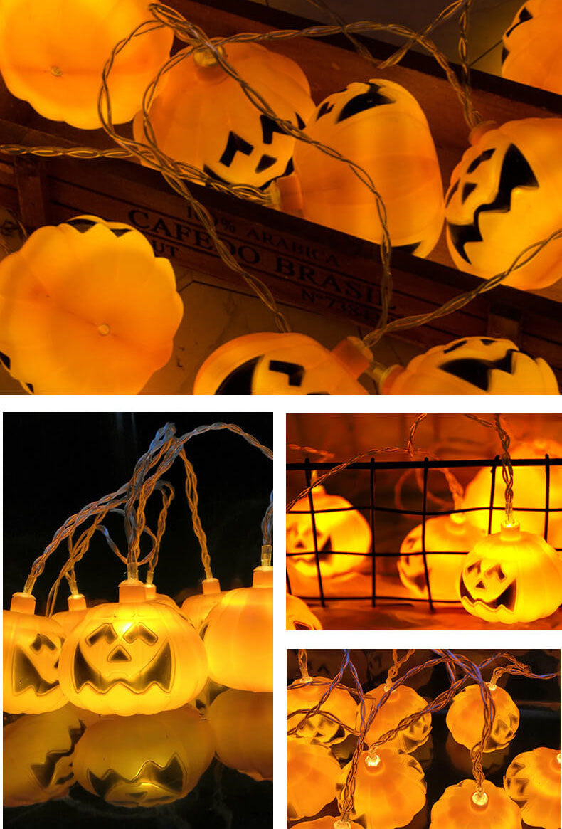 Halloween Gele LED Sfeerverlichting – 24V String Light (10 of 20 lampjes)