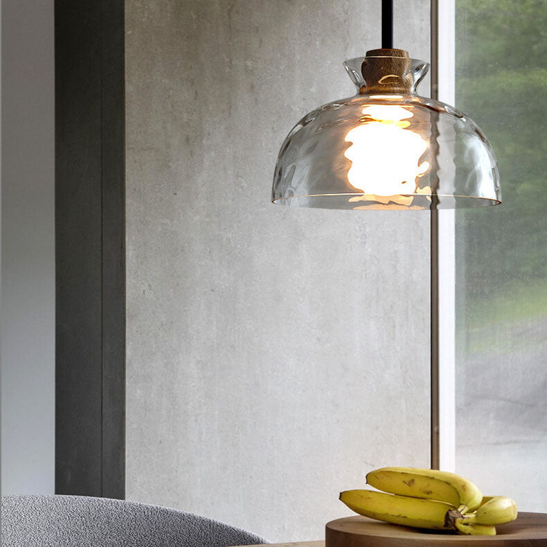 Moderne Glazen Hanglamp met Houten Accenten – Diverse Designs