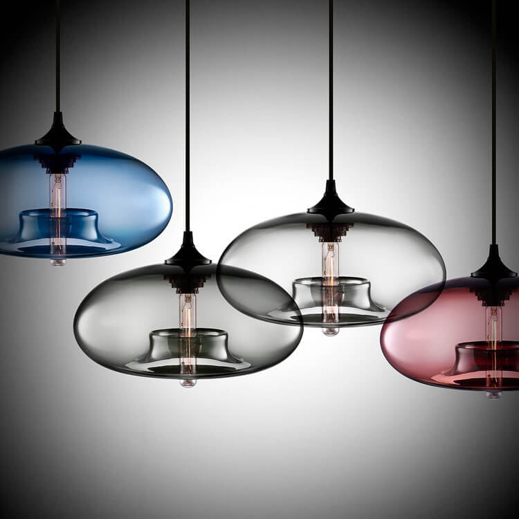 Industriële Glazen Hanglamp – Ø28 cm, Meerdere Kleuren, E26 Fitting