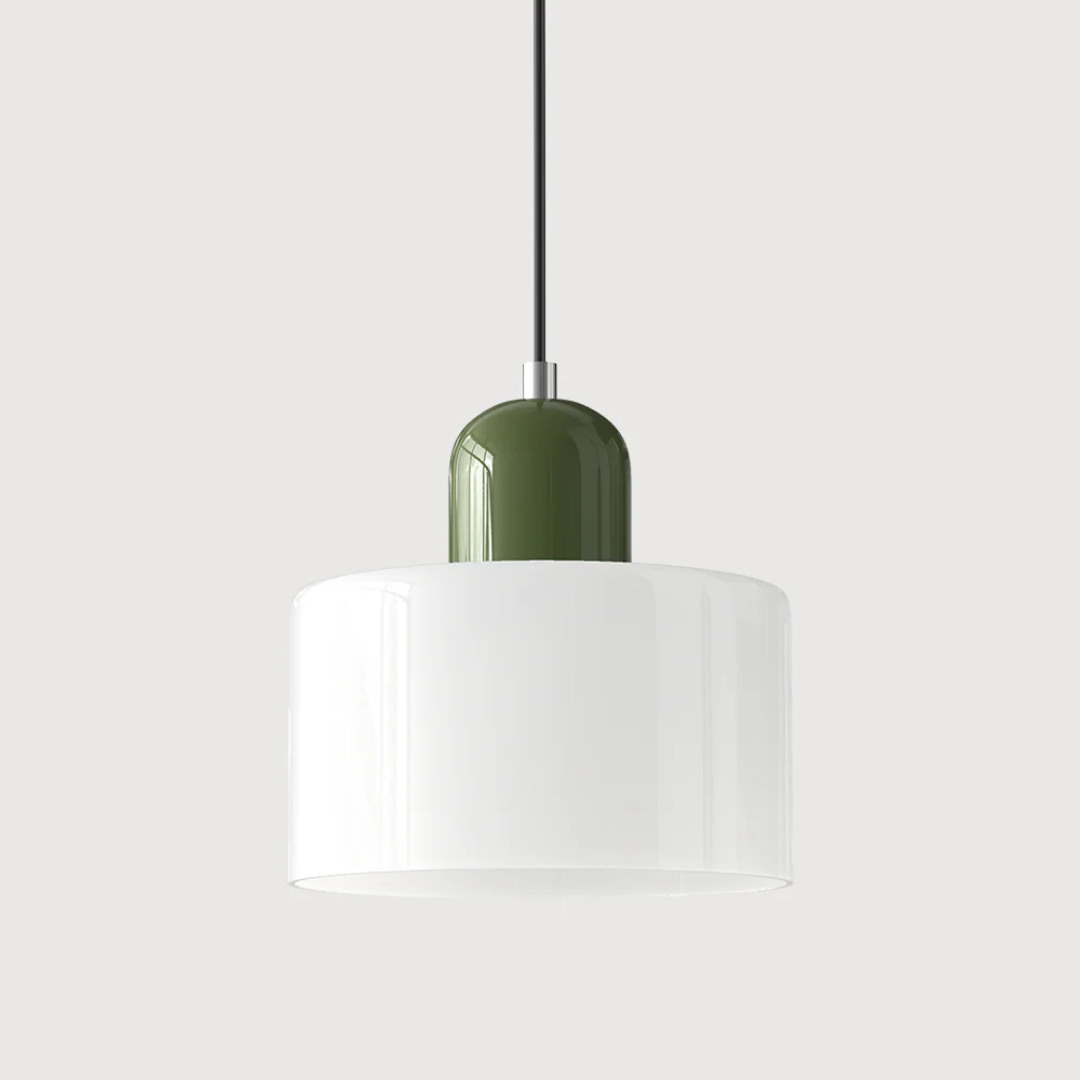 Tusa – Retro Hanglamp met Oranje Glazen Kap & Groene Bovenzijde