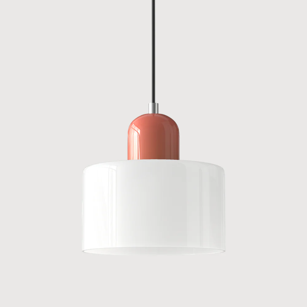 Tusa – Retro Hanglamp met Oranje Glazen Kap & Groene Bovenzijde