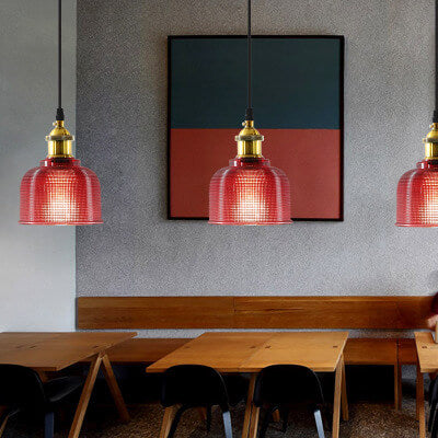 Moderne Glazen Hanglamp – Rood, Amber of Blauw