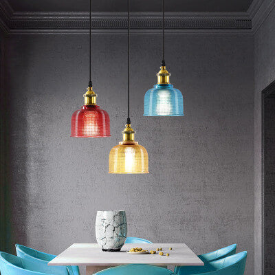 Moderne Glazen Hanglamp – Rood, Amber of Blauw