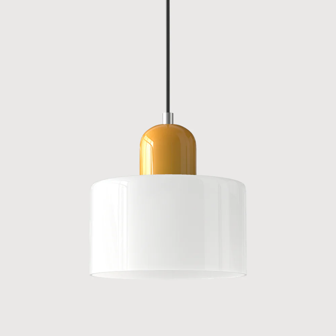 Tusa – Retro Hanglamp met Oranje Glazen Kap & Groene Bovenzijde