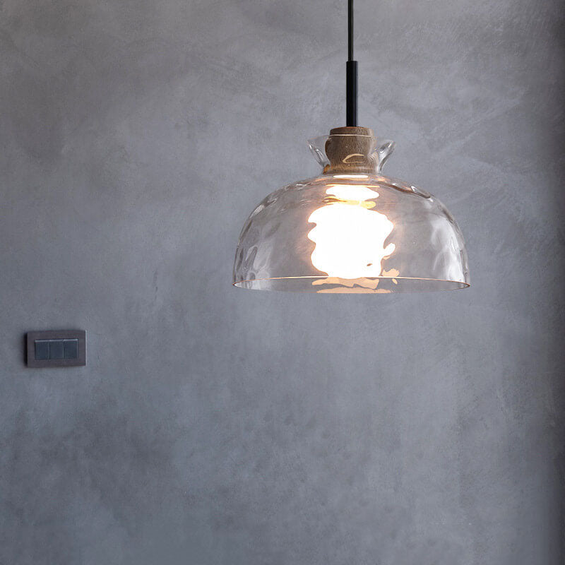 Moderne Glazen Hanglamp met Houten Accenten – Diverse Designs