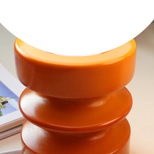Moderne Tafellamp – Houten Basis & Glazen Kap in Oranje, Rood of Groen