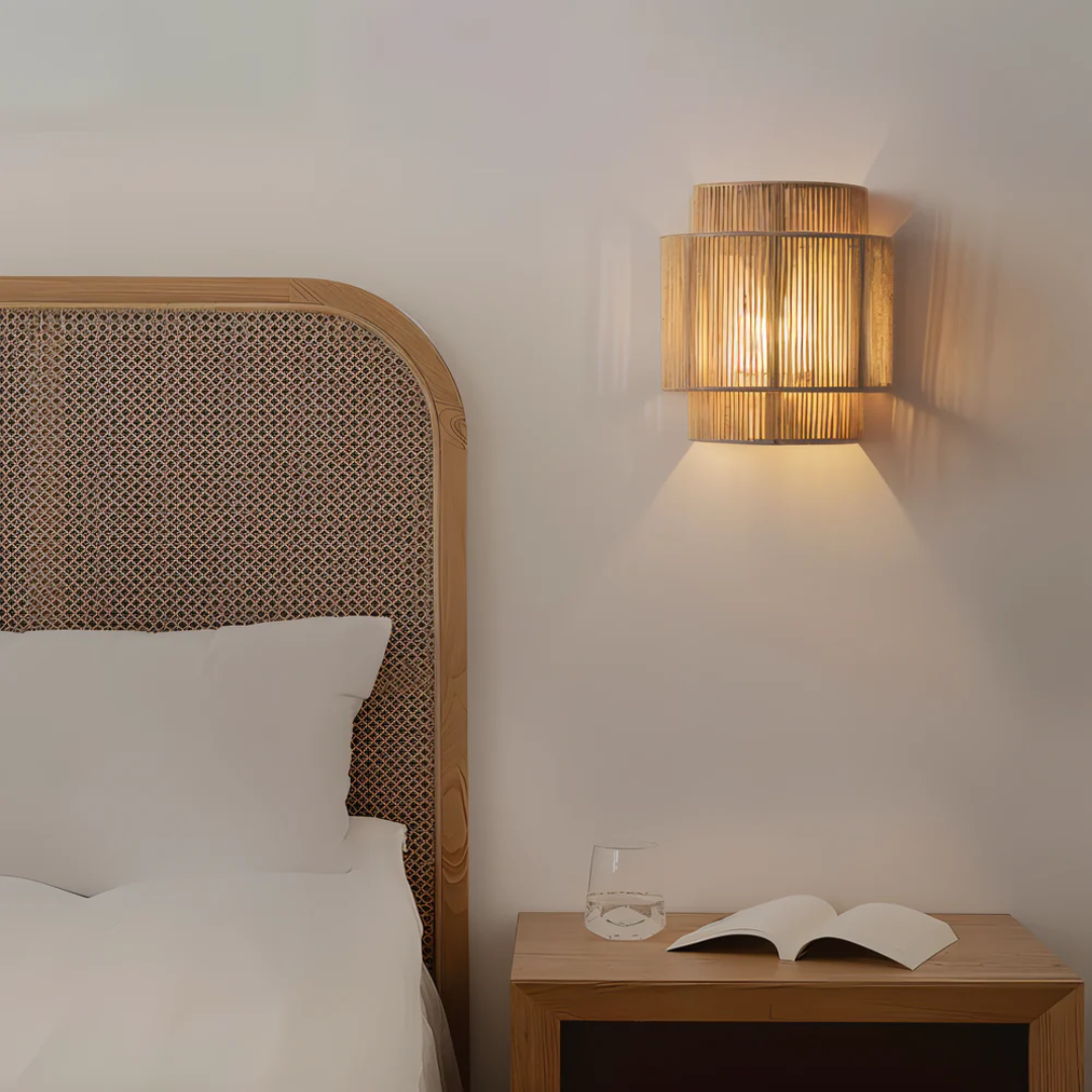 Lumio - Japandi Wandlamp met Henneptouw en Rattan Lampenkap