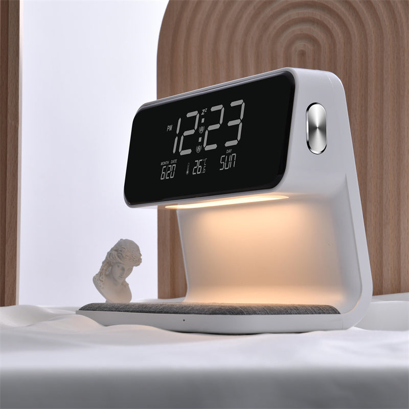Lumio – Slimme 3-in-1 Nachttafel Lamp met Wekker & Draadloos Opladen