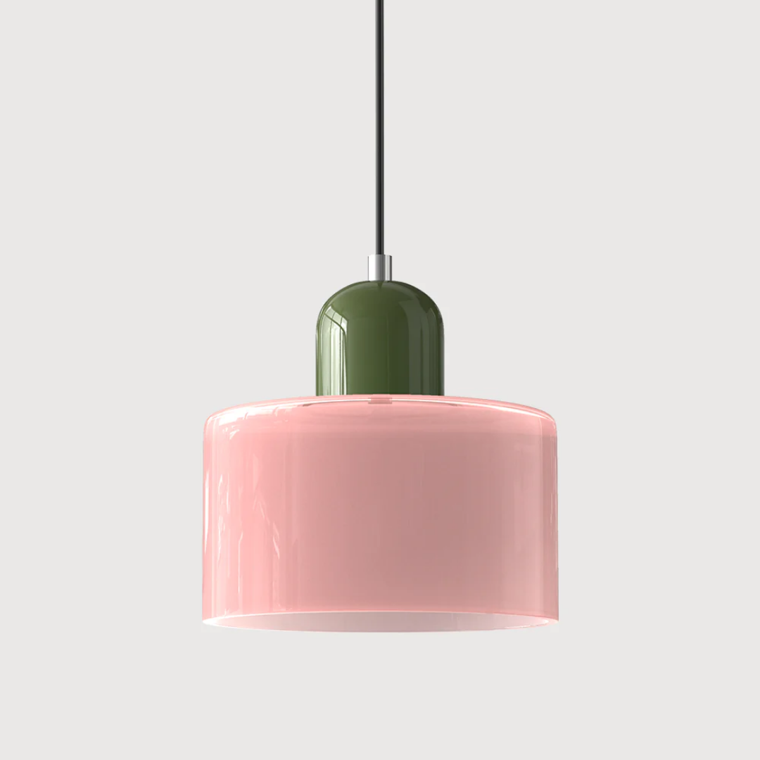 Tusa – Retro Hanglamp met Oranje Glazen Kap & Groene Bovenzijde