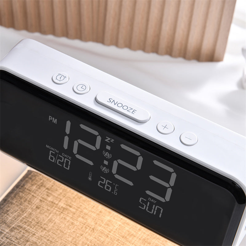 Lumio – Slimme 3-in-1 Nachttafel Lamp met Wekker & Draadloos Opladen