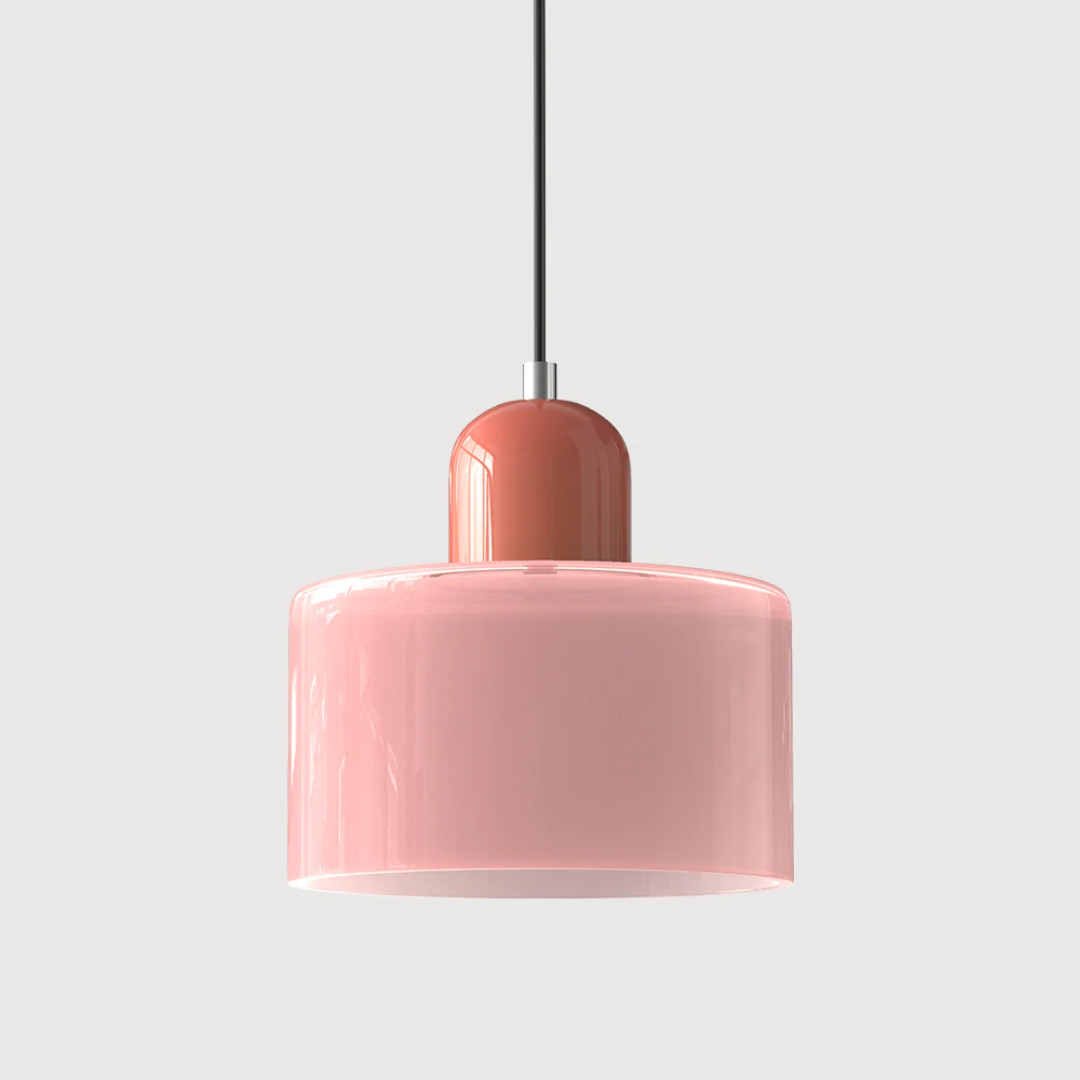 Tusa – Retro Hanglamp met Oranje Glazen Kap & Groene Bovenzijde