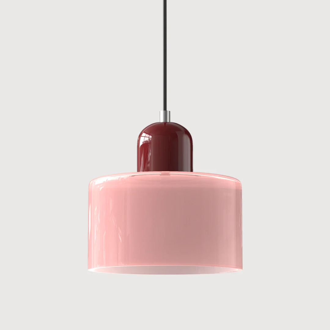 Tusa – Retro Hanglamp met Oranje Glazen Kap & Groene Bovenzijde