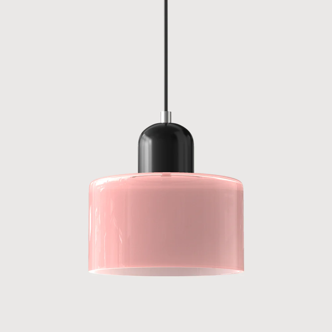 Tusa – Retro Hanglamp met Oranje Glazen Kap & Groene Bovenzijde