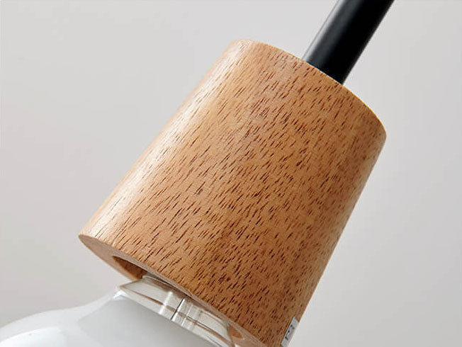 Moderne Glazen Hanglamp met Houten Accenten – Diverse Designs