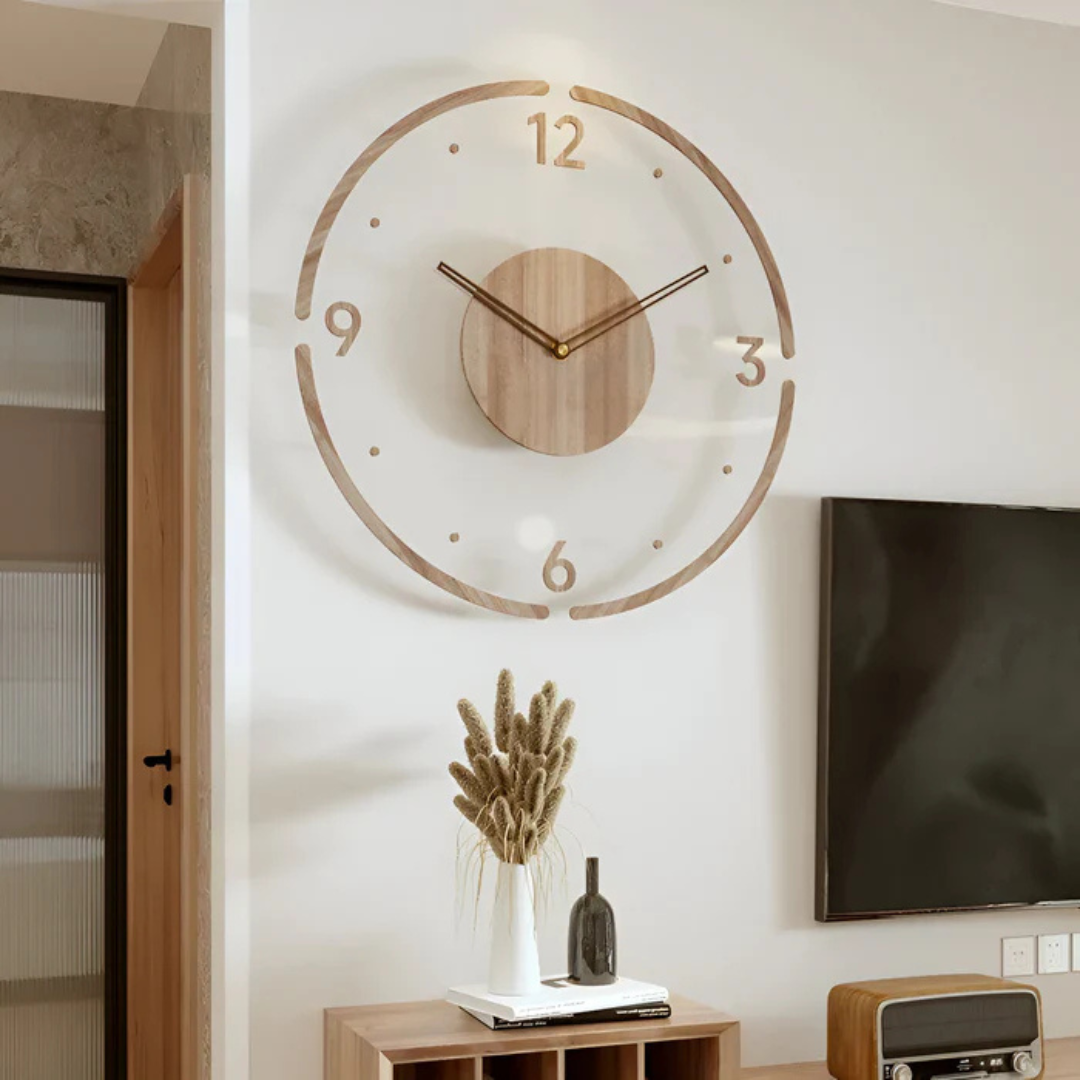 Lumio – Wandklok Acryl & Hout Stil Uurwerk Ø30 cm