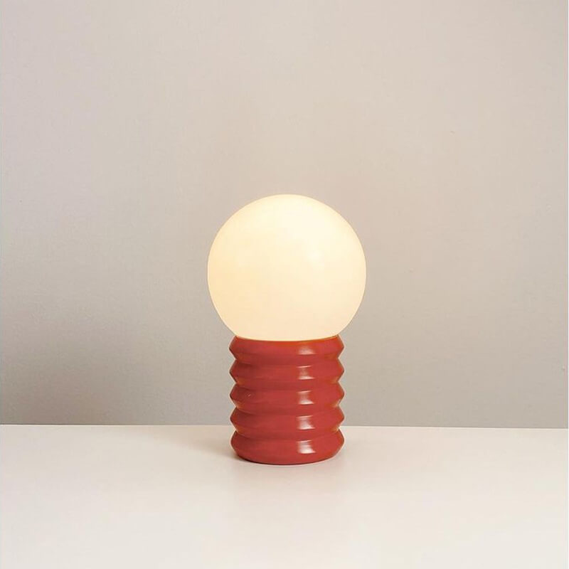 Moderne Tafellamp – Houten Basis & Glazen Kap in Oranje, Rood of Groen