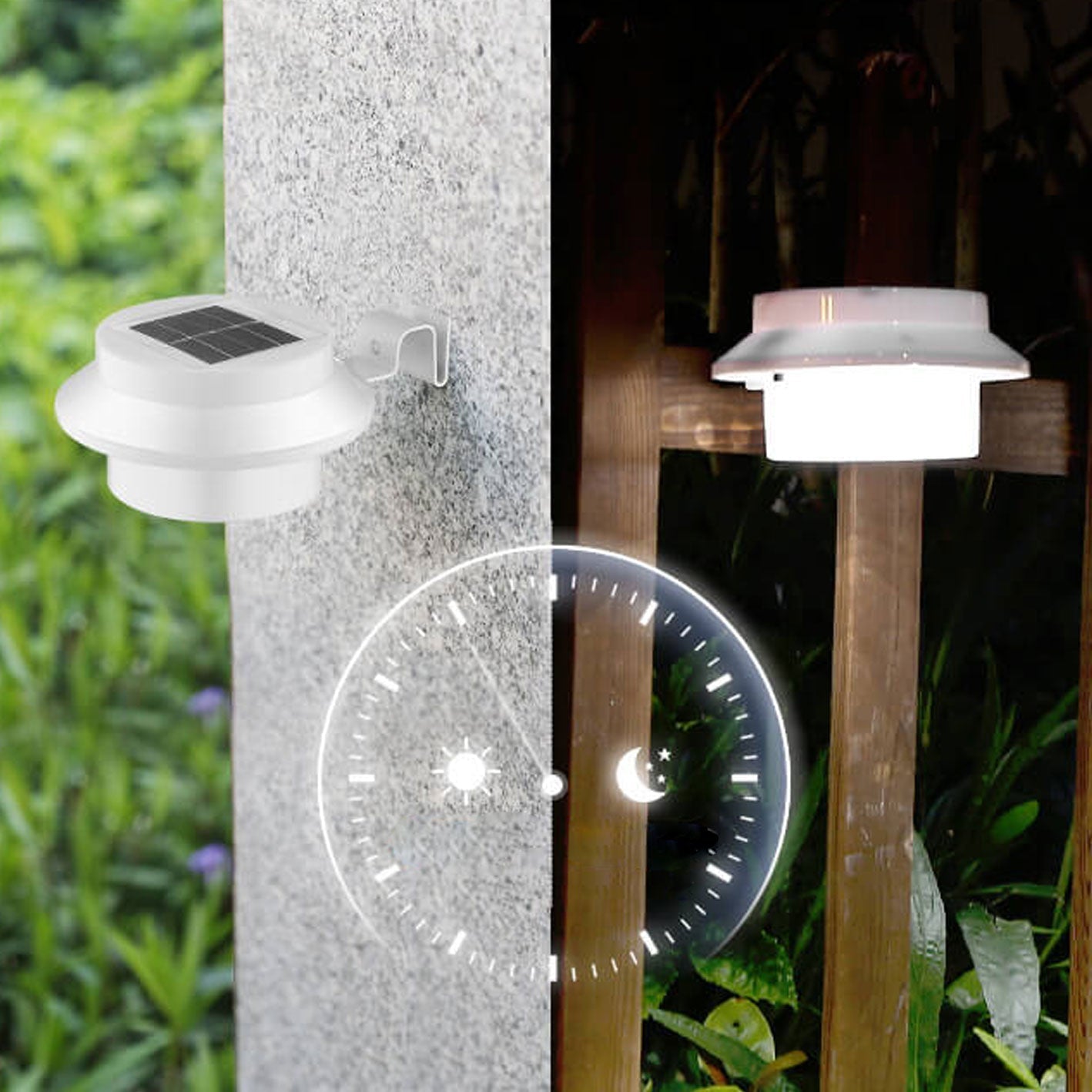 Industriële Solar Wandlamp – Zwart/Wit – Weerbestendig Buitenlicht