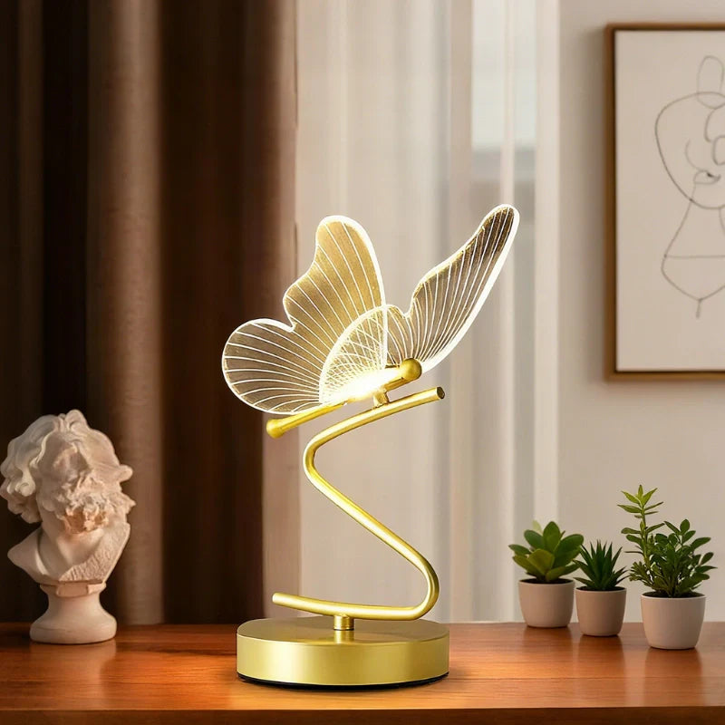 Stijlvolle Draadloze Tafellamp – Vlinderdesign met 3 Lichtkleuren