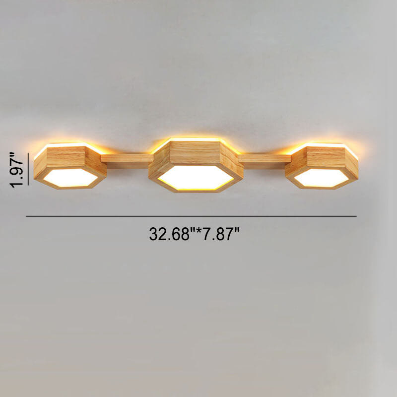 Moderne Houten Japandi LED Plafondlamp – 220V-240V – 1/2/3 Spots